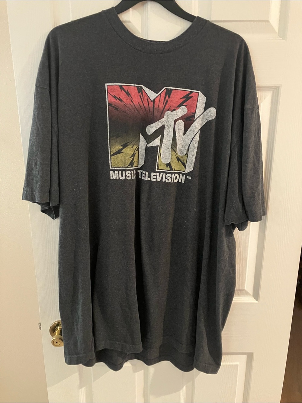 MTV Black Short Sleeve Tee with Red and Yellow Graphic